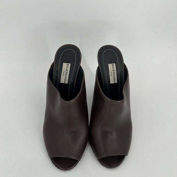 Balenciaga Leather Coiled Wrap Heel Mules Marron Cachou Brown Green Modern - Picture 3 of 10